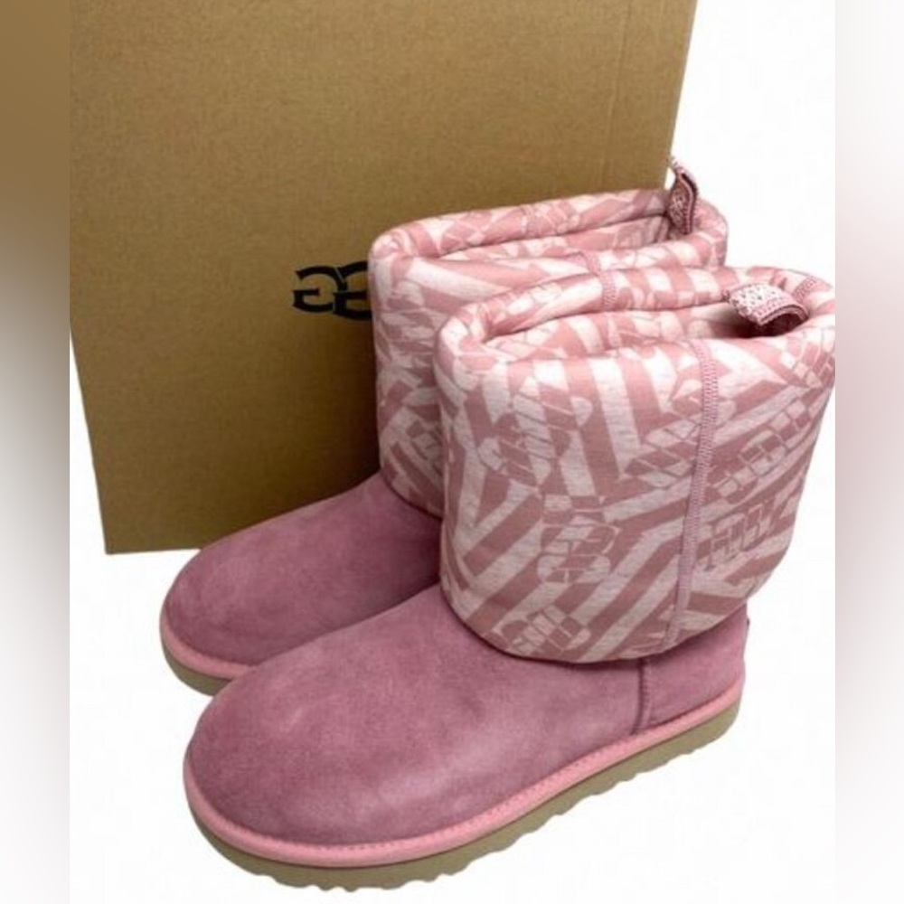 UGG Classic Short Jersey Stripe Suede Pink Boots Valentines Day women 7 - Picture 4 of 6